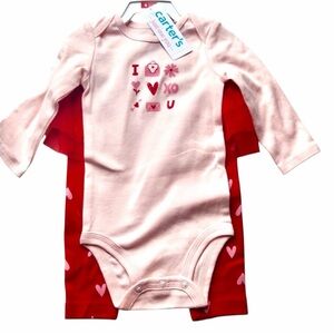 Carter's Pink and Red Heart Bodysuit Set